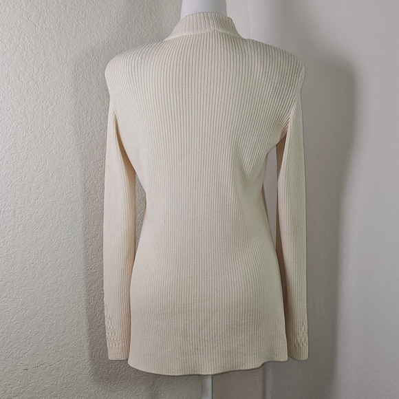 St John Collection Womens Santana Knit Zipper Cardigan, Ivory Sz 6,Old Money - Picture 6 of 12